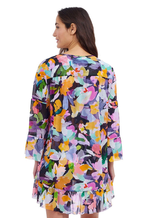 Gottex Profile By Gottex Holi V-Neck Mesh Flounce Tunic